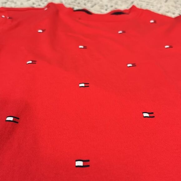 Tommy Hilfiger Kids Red Logo Short Sleeve Crew Neck T Shirt Size Medium 12-14 - Picture 2 of 3
